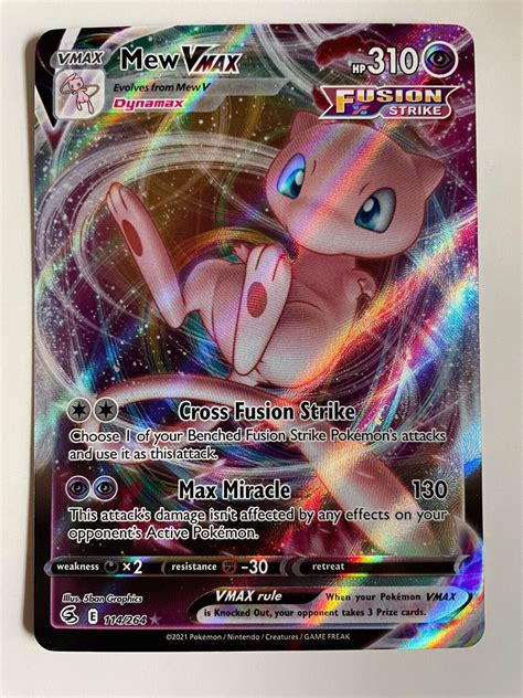 Mew VMAX 114 264 Ultra Rare Holo Fusion Strike Pokemon Card NM M Values