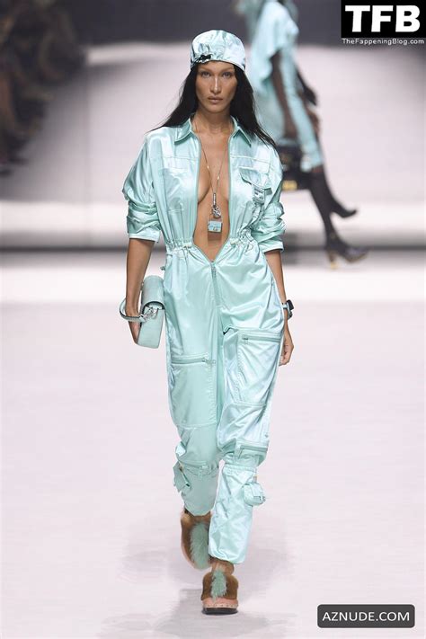 Bella Hadid Sexy Seen Braless Showcasing Her Hot Tits On The Runway At