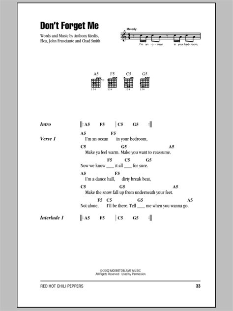 Don T Forget Me By Red Hot Chili Peppers Guitar Chords Lyrics Guitar Instructor
