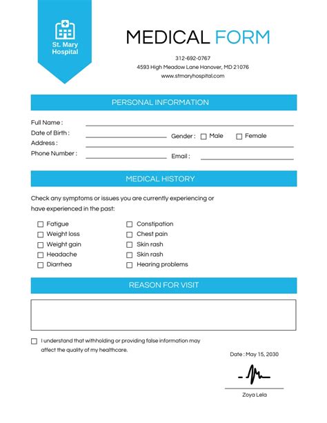 Modern Blue And White Medical Form Venngage