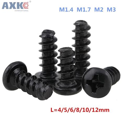 Axk 100pcs M14 M17 M2 M3 Pb Pan Head Black Electronic Micro Screws