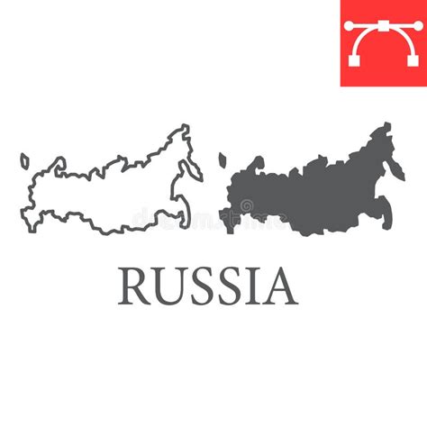 Mappa Della Linea Russia E Dell Icona Glifo Paese E Geografia Russia