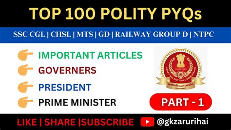 Polity Top Mcq Pyqs Part Indian Polity Gk Questions And