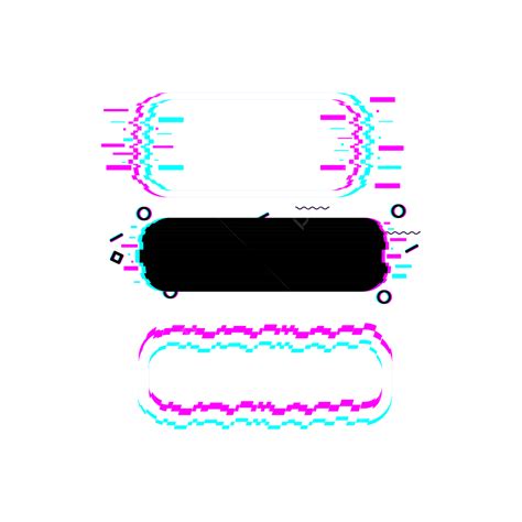 Glitch Font Effect Vector Hd Images, Set Bundle Border With The Effect ...