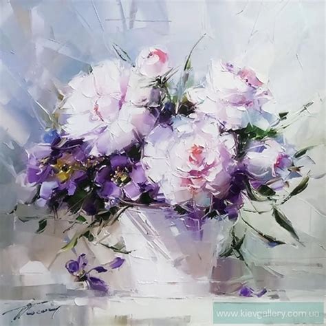 Картина «Пионы», Художник Плющ Виталий | Abstract flower art, Oil ...