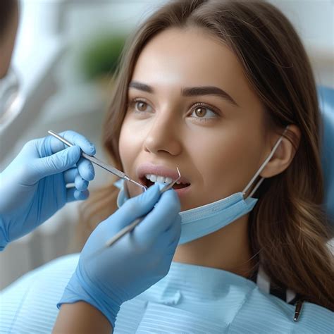 Premium Photo A Woman Getting Her Teeth Checked By A Dentist