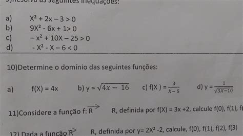 Determine O Dominio Das Seguintes Funcoes Br