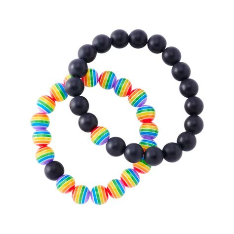 Multi Pack Rainbow And Black Bead Bracelets 2 Pack Spencers