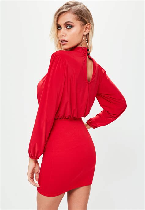Missguided Red Slinky Mini Dress Lyst