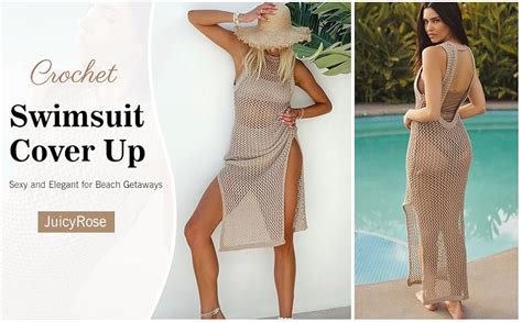 Crochet Swimsuit Cover Up For Women Sexy Long Beach Dress Side Split Bikini Bathing Suit T