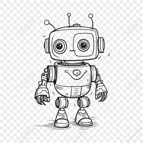 Drawing Of Little Robotic Robot Outline Sketch Vectorfingercool Robot