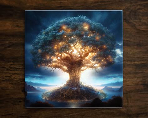 Mythical Tree of Life Art, on a Glossy Ceramic Decorative Tile, Free ...