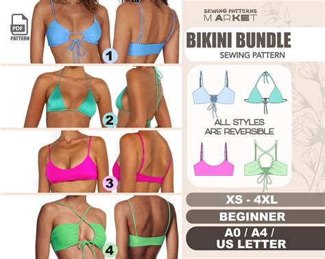 Bikini Sewing Pattern Beginner Xs Xl Womens Swimsuit Pattern Bathing Suit Digital Patterns