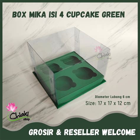 Jual Box Cupcake Isi Green X X Kotak Mika Hijau Dus Kue