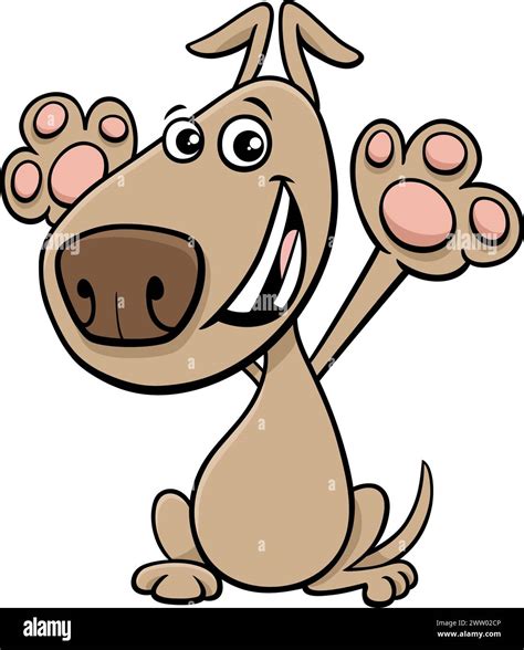 Cartoon Illustration Of Happy Beige Dog Animal Character Stock Vector