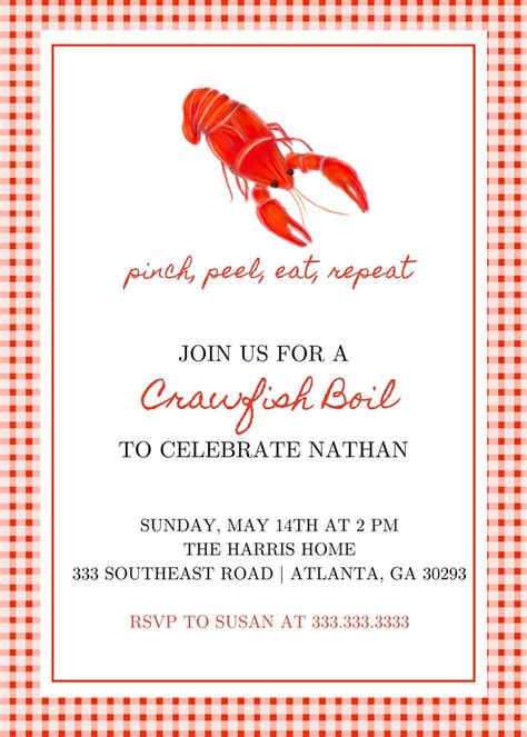 Crawfish Boil Invitation Crawfish Birthday Party Invite Crawfish Themed