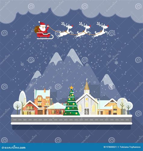 Merry Christmas And A Happy New Year Vector Greeting Card In Modern