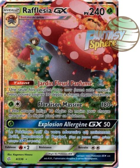 POKEMON RAFFLESIA GX 4 236 Ultra Rare SL12 Soleil Lune 12 Éclipse