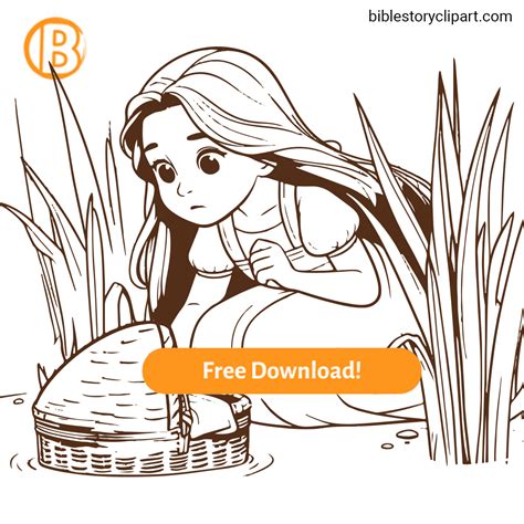 Miriam And Baby Moses Bible Story Clipart