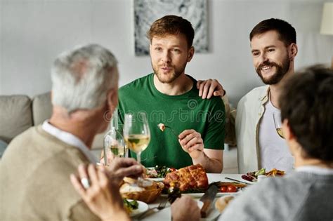 A Gay Couple Introduces Their Partners Stock Image Image Of Together Diversity