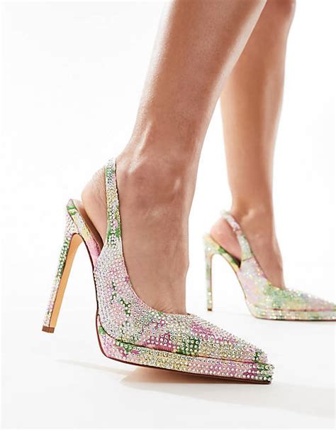 Simmi London Dixee Platform Heeled Pumps In Pink Print Asos