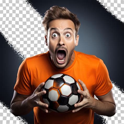 Um Homem Uma Camisa Laranja Que Diz Futbol PSD Premium