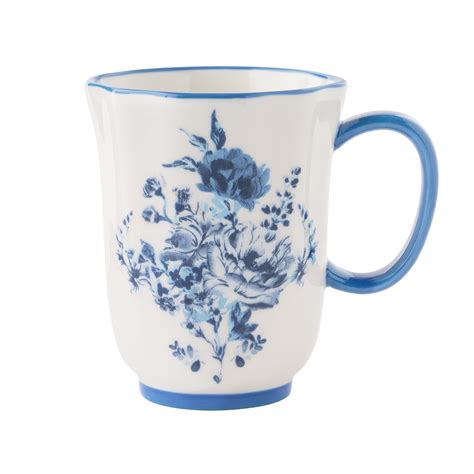 The Pioneer Woman Delilah Ounce Blue Stoneware Mug Rustic Coffee Tea Hot Chocolate Walmart