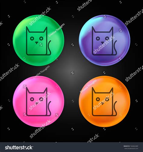 Pussy Cat Cartoon Outline Variant Crystal Stock Vector Royalty Free