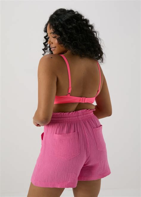 Pink Tie Front Bikini Top Matalan