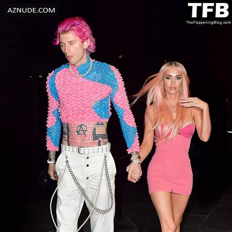 Megan Fox Sexy Seen Flaunting Her Hot Tits And Legs Wearing A Barbie Pink Dress At Dinner With