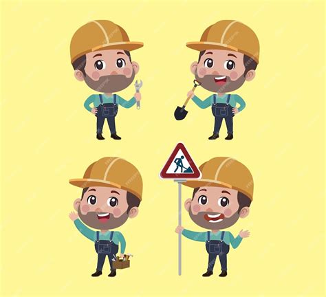 Premium Vector Repairman With Different Poses Vector