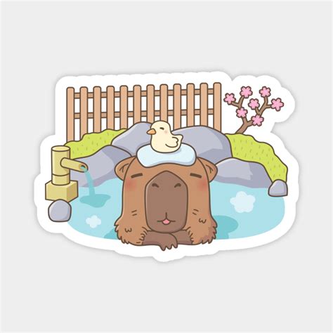 Cute Capybara Relaxing In Onsen Hot Spring Capybara Magnet TeePublic