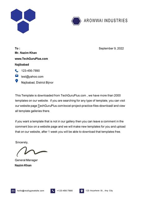 Editable Modern Free Online Letterhead Templates (.docx Word & PDF)