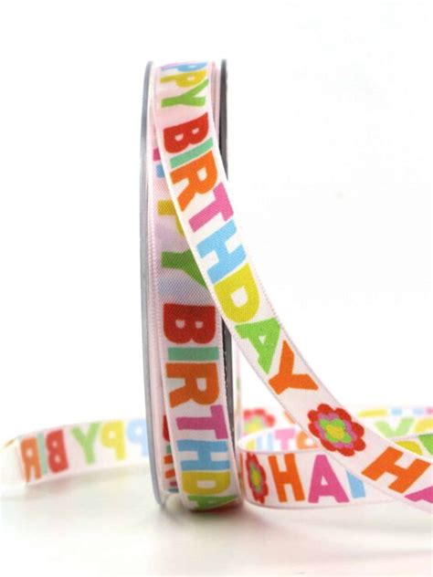 Geschenkband Happy Birthday bunt 15 mm breit 20 m Rolle günstig