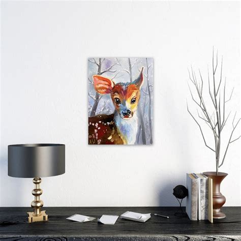 Fawn Painting Deer Original Art Nursery Wall Art Animal Oil Etsy