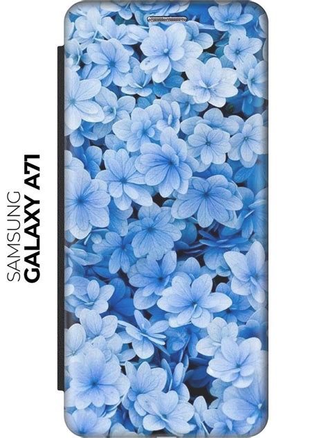 Чехол-книжка Голубые цветочки на Samsung Galaxy A71 / Самсунг А71 ...