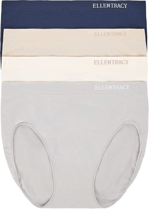 Ellen Tracy Women S Hi Cut Seamless Logo Panties Bikini Style Underwear Sterling Ivory Milano