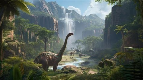 Premium Photo | Behold a breathtaking dinosaur scene