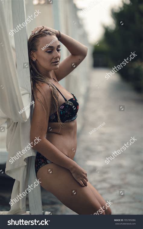 Sexy Blondehaired Blonde Beautiful Girl Wet Stock Photo Shutterstock