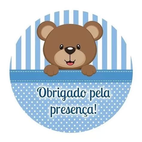 Etiquetas Redondo Obrigada Pela Presen A Urso Azul X Cm Mercadolivre