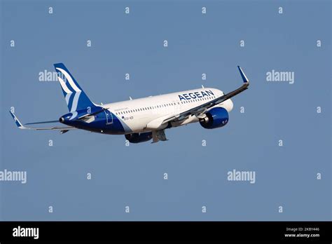 An Aegean Airlines Airbus A Neo Aircraft As Seen During Take Off