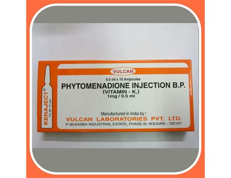 Kenaject Phytomenadione Injection B P Vitamin K1 10 X 1ML Rs 7