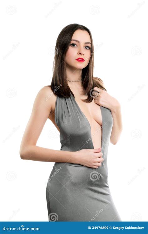 Thoughtful Brunette Stock Image Image Of Graceful Female 34976809