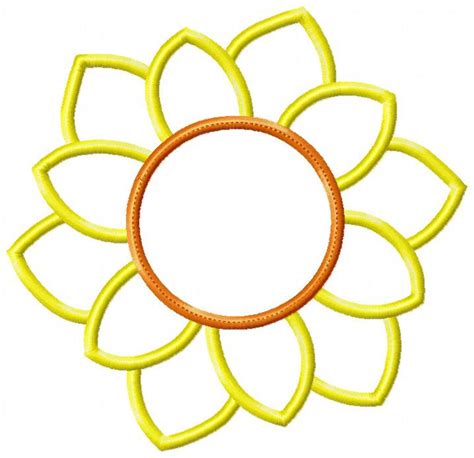 Summer Sunflower Applique Embroidery 4x4 5x5 6x6 7x7 Etsy