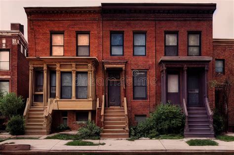 Large Red Brick Country Mansion With Staircase And Porch In Classic