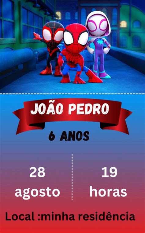 Convite Virtual Homem Aranha Personalizados Minha Venda
