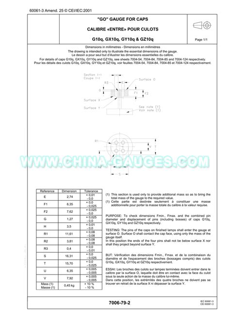 G10q, GX10q, GY10q, GZ10q Go Gauge for Caps 7006-79-2