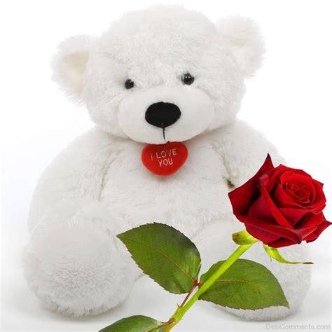 Cute White Teddy Bears With Roses