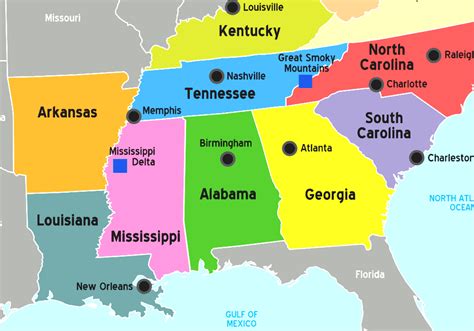 Southern States Map Printable