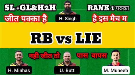 RB Vs LIE Dream 11 Prediction RB Vs LIE Dream 11 RB Vs LIE Dream11